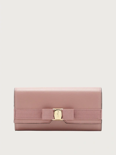 Shop Ferragamo Vara Bow Continental Wallet In Pink