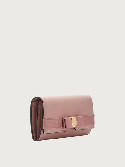Shop Ferragamo Vara Bow Continental Wallet In Pink