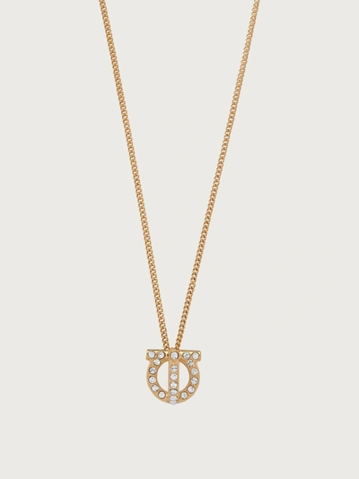 Ferragamo Gancini 3d Crystal Necklace In Gold