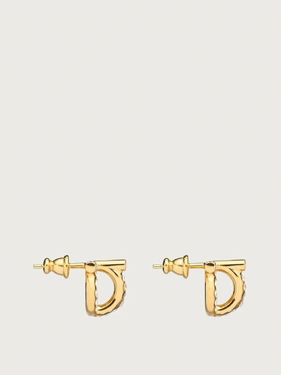 Shop Ferragamo Gancini 3d Earrings With Crystals In Gold