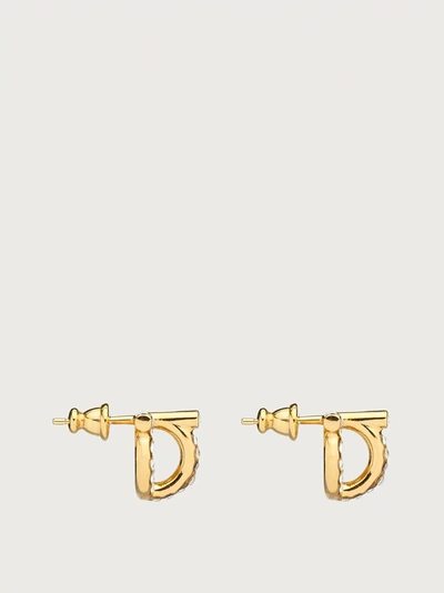 Ferragamo Gancini Crystal-embellished Earrings In Gold