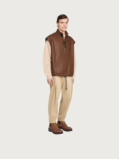 Shop Ferragamo Lightly Padded Nappa Vest In Brown