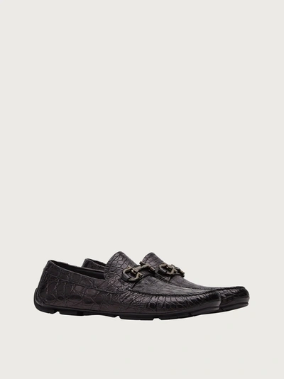 Ferragamo Driver With Gancini Ornament In Black