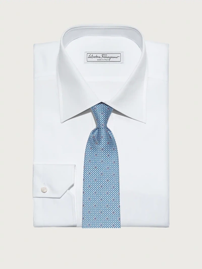 Ferragamo Gancini Print Silk Tie In Blue