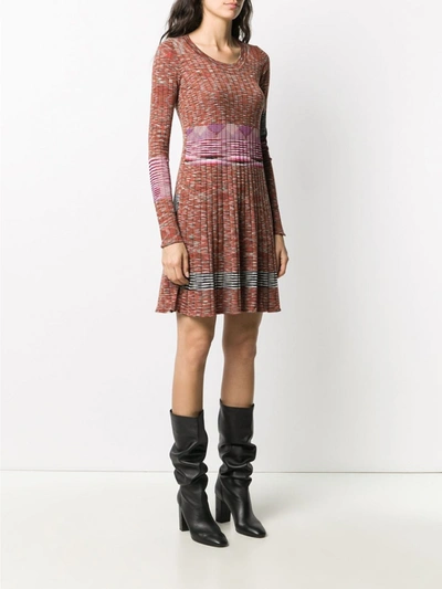 Shop M Missoni Wool Dress In Brown