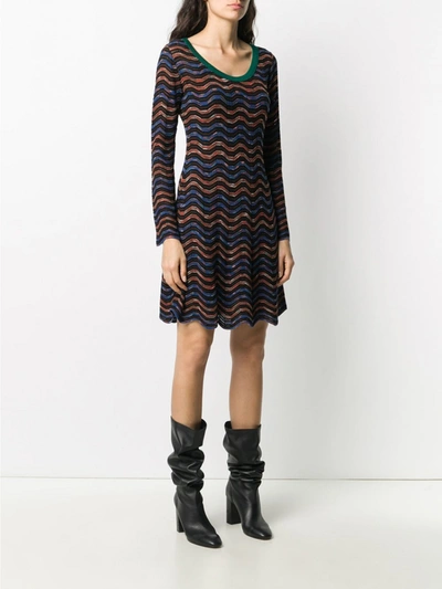 Shop M Missoni Wool Dress In Blue