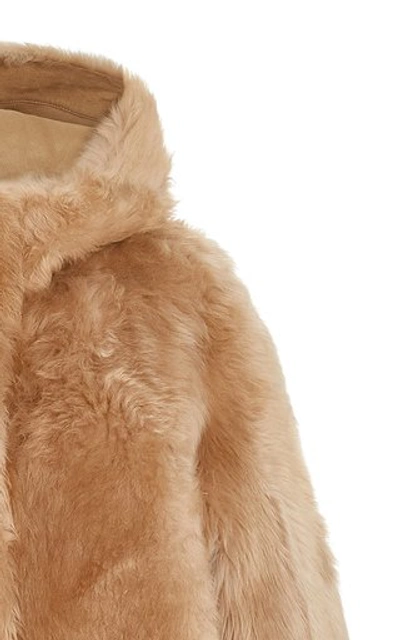 Shop Yves Salomon Hooded Lamb Fur Coat In Neutral