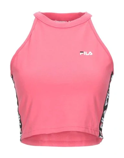 Shop Fila Woman Top Pink Size M Cotton, Elastane