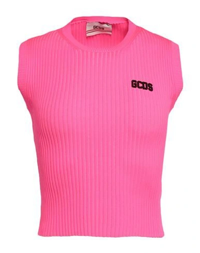 Shop Gcds Woman Top Fuchsia Size L Polyamide, Elastane In Pink