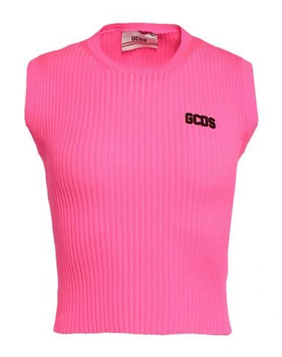 Gcds Logo-patch Ribbed Tank Top In Pink