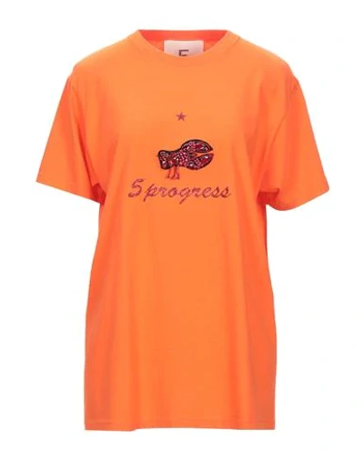 Shop 5 Progress T-shirts In Orange