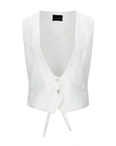 Shop Atos Lombardini Woman Tailored Vest White Size 6 Polyester, Rubber