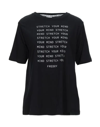 Shop Freddy Woman T-shirt Black Size Xs Cotton
