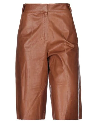 Shop Arma Woman Cropped Pants Brown Size 8 Lambskin
