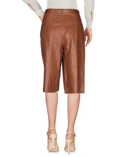 Shop Arma Woman Cropped Pants Brown Size 8 Lambskin