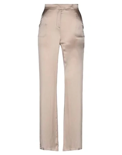 Shop Atos Lombardini Woman Pants Khaki Size 12 Acetate, Silk In Beige