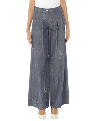 Shop Jejia Woman Pants Blue Size 8 Cotton, Linen