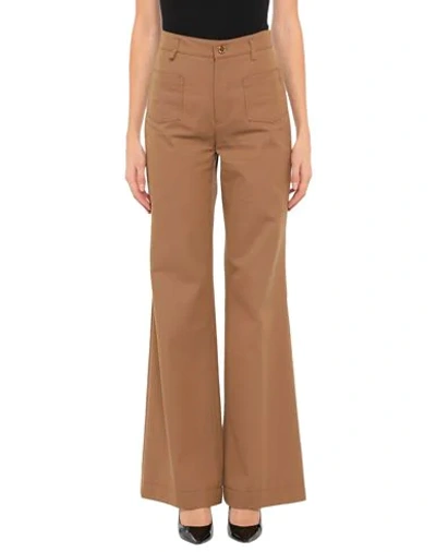 Shop Red Valentino Woman Pants Brown Size 6 Cotton, Virgin Wool