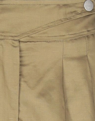 8pm Woman Shorts & Bermuda Shorts Military Green Size L Viscose, Linen In Green