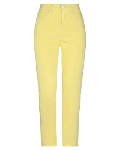 Shop Pinko Woman Pants Yellow Size 27 Cotton, Elastane