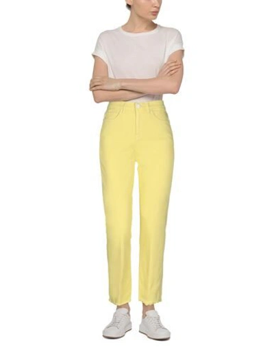 Shop Pinko Woman Pants Yellow Size 27 Cotton, Elastane