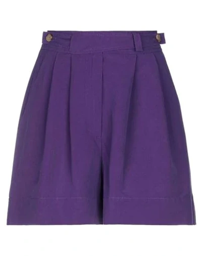 Jucca Woman Shorts & Bermuda Shorts Purple Size 6 Cotton, Linen In Purple