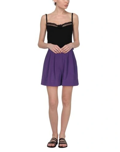 Jucca Woman Shorts & Bermuda Shorts Purple Size 6 Cotton, Linen In Purple