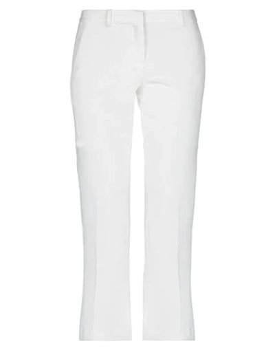 Shop Circolo 1901 Woman Cropped Pants White Size 4 Cotton, Elastane