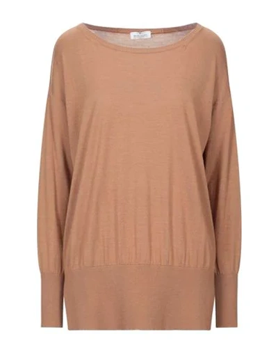 Shop Bruno Manetti Woman Sweater Camel Size 6 Cashmere, Wool, Silk In Beige