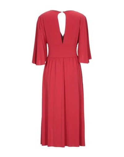 Shop Kaos Woman Midi Dress Brick Red Size Xs Acetate, Polyamide, Elastane