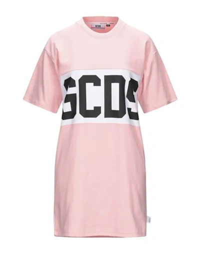 Shop Gcds Woman Mini Dress Pink Size L Cotton