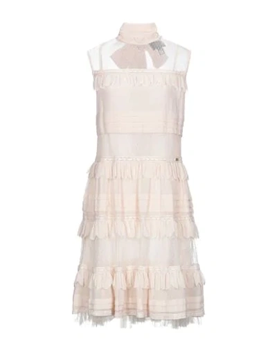 Shop Cavalli Class Woman Mini Dress Beige Size 10 Polyamide, Polyester