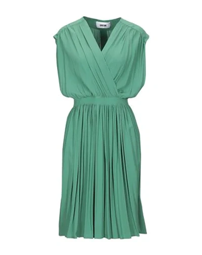 Shop Mauro Grifoni Grifoni Woman Midi Dress Green Size 8 Acetate, Silk