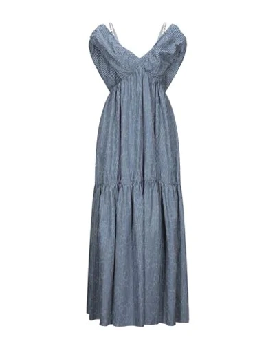 Shop Frankie Morello Woman Maxi Dress Blue Size 8 Cotton