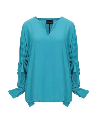 Shop Atos Lombardini Blouses In Turquoise