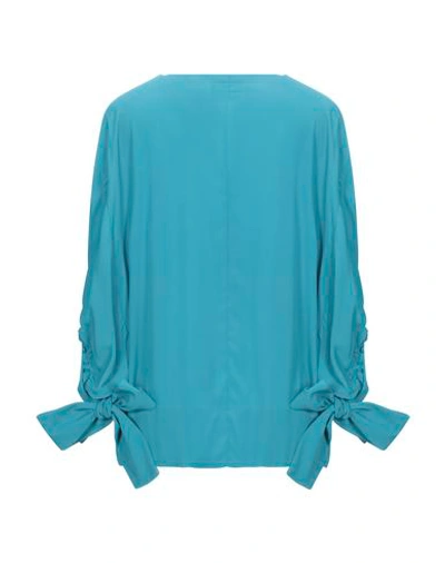 Shop Atos Lombardini Blouses In Turquoise