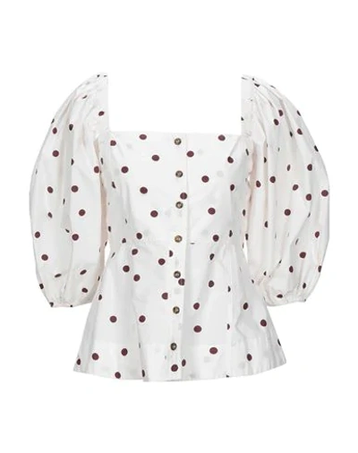Shop Ganni Floral Shirts & Blouses In White