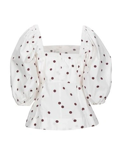Shop Ganni Floral Shirts & Blouses In White