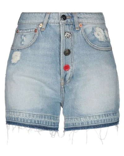 Shop Semicouture Woman Denim Shorts Blue Size 27 Cotton