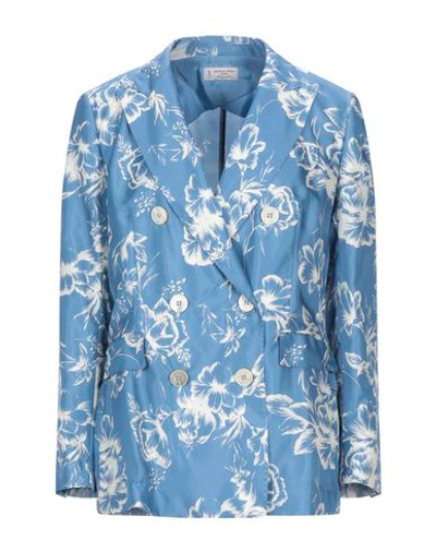 Shop Alberto Biani Woman Blazer Slate Blue Size 6 Silk