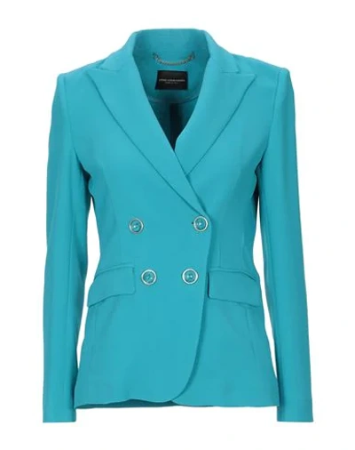 Shop Atos Lombardini Suit Jackets In Turquoise