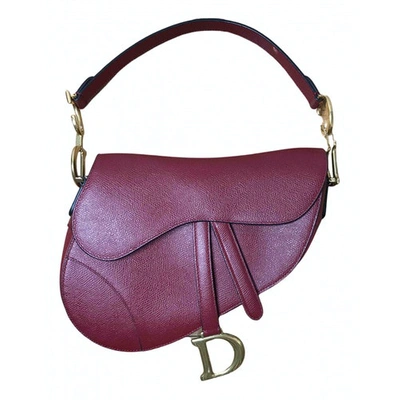 Pre-owned Dior Saddle Burgundy Leather Handbag
