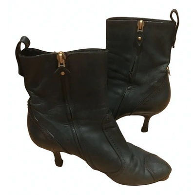 Pre-owned Louis Vuitton Leather Ankle Boots In Green