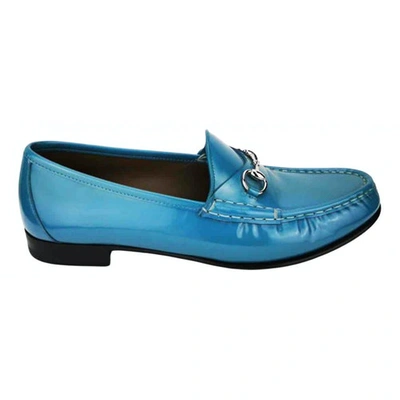 Pre-owned Gucci Turquoise Patent Leather Flats