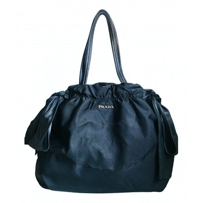 Pre-owned Prada Re-nylon Cloth Handbag In Black