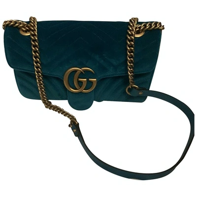 Pre-owned Gucci Gg Marmont Flap Crossbody Bag In Turquoise