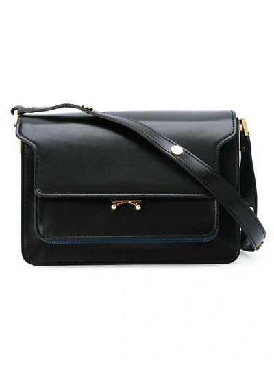 Marni Trunk Medium Leather Shoulder-bag In Navy