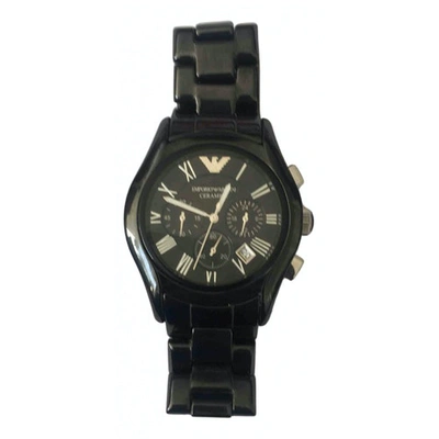 Pre-owned Emporio Armani Ceramic Watch In Black