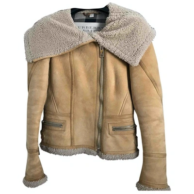 Pre-owned Burberry Beige Shearling Leather Jacket