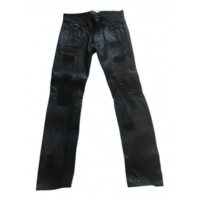 Pre-owned Diesel Black Gold Leather Trousers In Black
